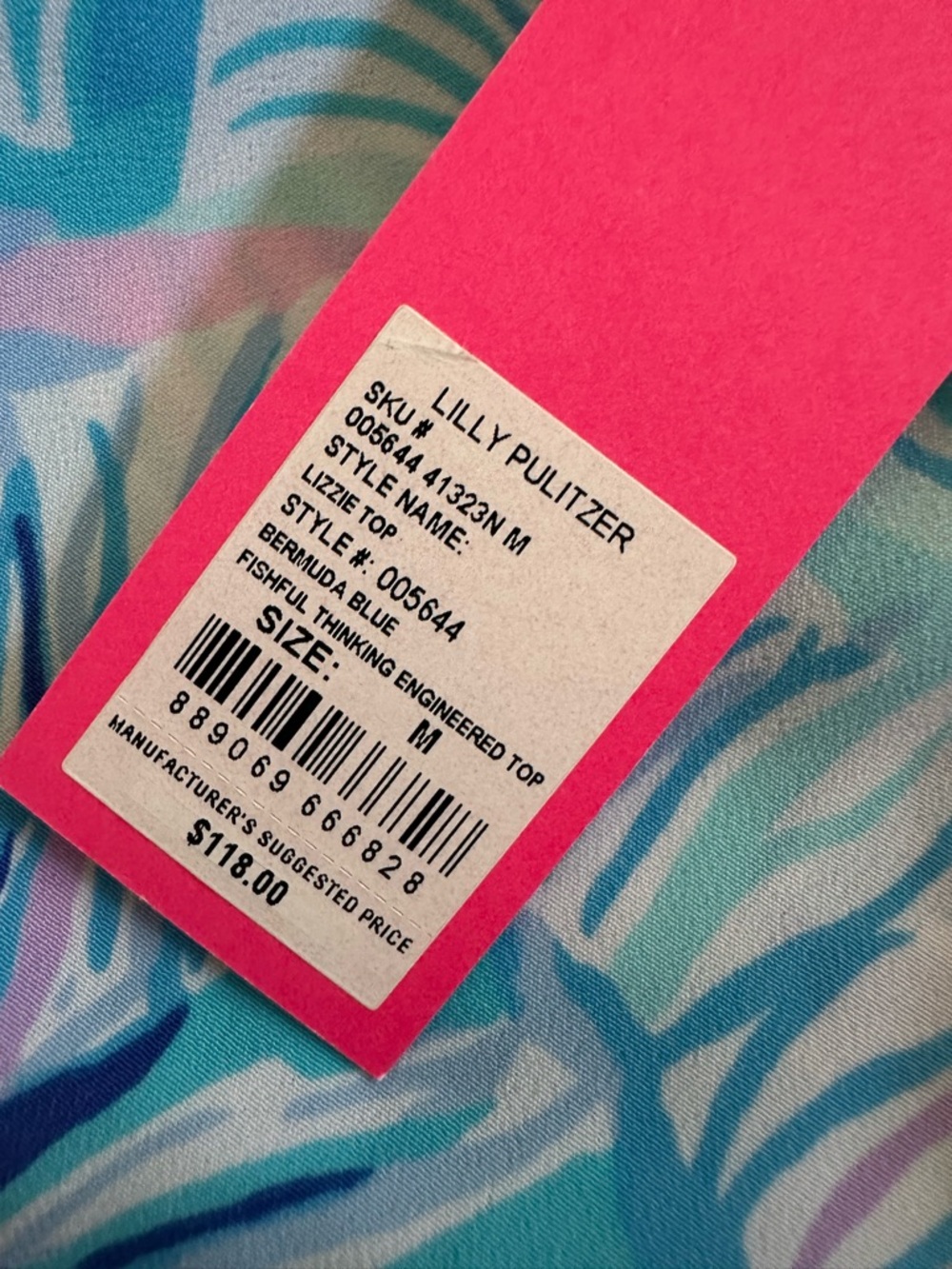 NEW Lilly Pulitzer Lizzie Top. Bermuda Blue. M. NWT - Picture 6 of 6